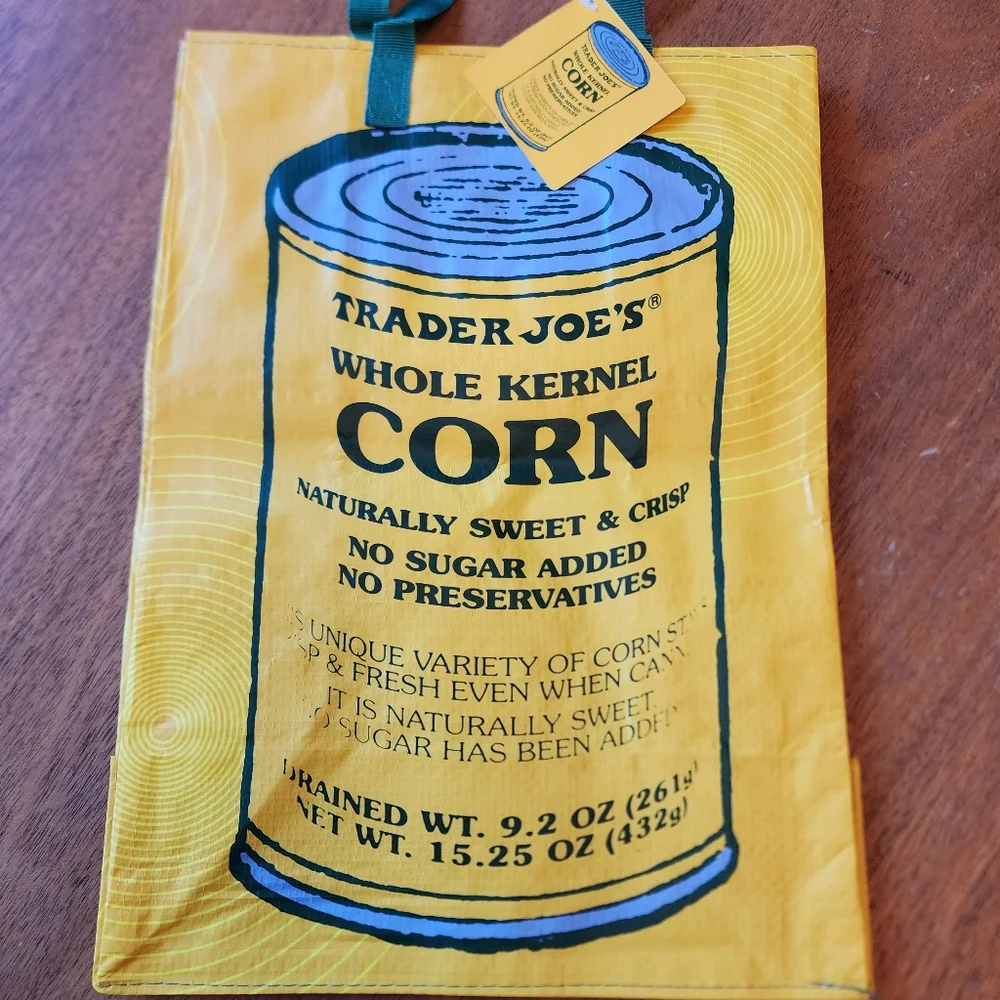 Trader Joe's Yellow Corn Design Garment Bag NWT